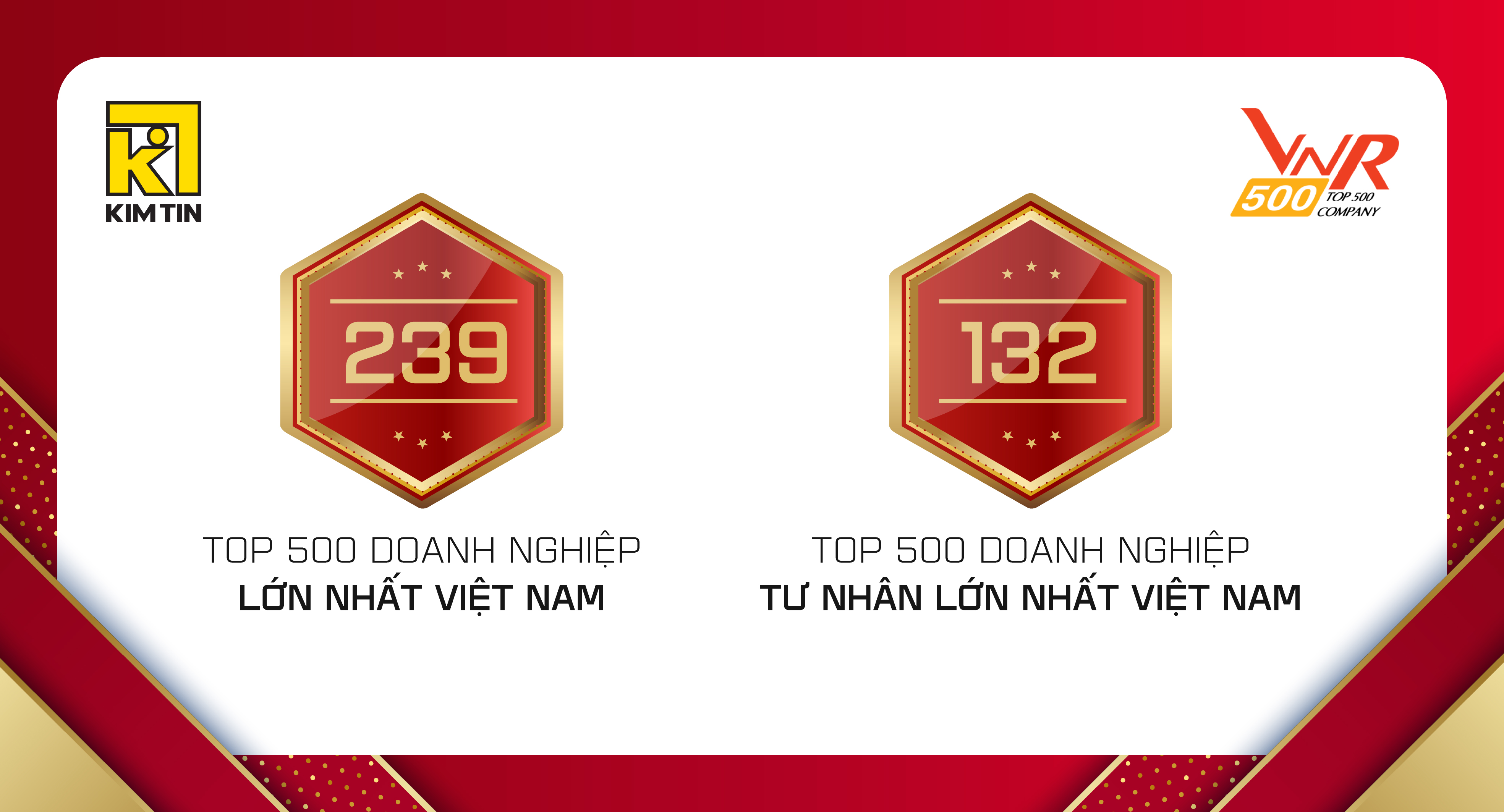 Tập Đoàn Kim Tín Tiếp Tục Giữ Vững Danh Hiệu VNR500 - Top 500 Doanh nghiệp lớn nhất Việt Nam 2024